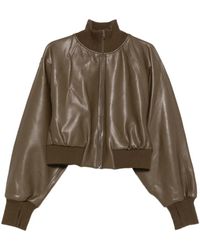 Norma Kamali - Lederjacke mit gerippten Bündchen - Lyst