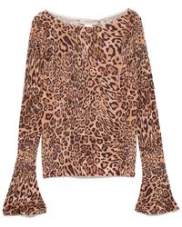 Twinset - Bell-Sleeve Leopard-Print Top - Lyst