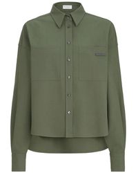 Brunello Cucinelli - Tropical Luxury Wool Shirt With Shiny Tab - Lyst