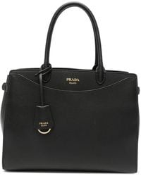 Prada - Logo-Lettering Leather Tote Bag - Lyst