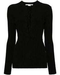 Stella McCartney - Lace-Up Ribbed Jumper - Lyst