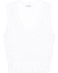 Brunello Cucinelli - Sequin-embellished Open-knit Top - Lyst