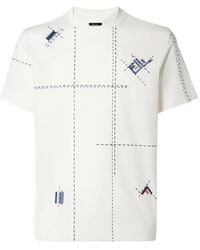 Fendi - Short-Sleeve Logo-Embroidered T-Shirt - Lyst