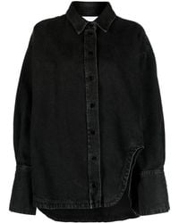The Attico - Diana Denim Overhemd Met Geborduurd Logo - Lyst