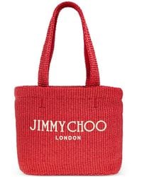 Jimmy Choo - Raffia Embroidered Mini Tote Bag - Lyst