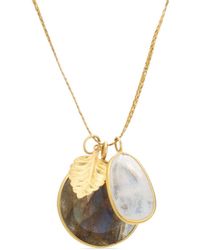Pippa Small - 18kt Yellow Gold Leaf Amulet Tourmaline And Labradorite Necklace - Lyst