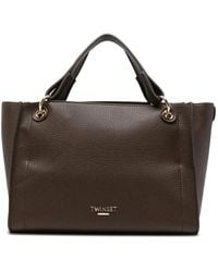 Twinset - Sac À Main À Effet Grainé Et Logo - Lyst