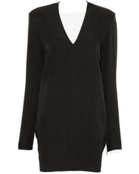 FEDERICA TOSI - Padded-Shoulder V-Neck Mini Dress - Lyst