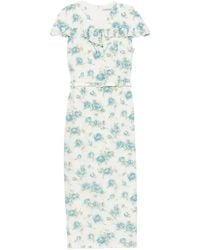 Alessandra Rich - Floral-Print Ruffled Midi Dress - Lyst