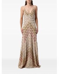 Missoni - Long Viscose-Lamé Dress With Crossed-Straps - Lyst