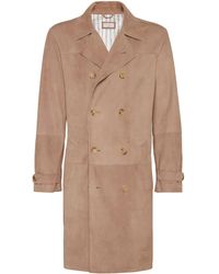 Brunello Cucinelli - Mantel Aus Wildleder Mit Fallendem Revers - Lyst