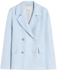 Max Mara - Linen Double-Breasted Jacket - Lyst