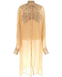 Ermanno Scervino - Embroidered Silk Shirt Dress - Lyst