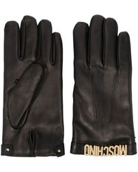Moschino - Logo-letter Leather Gloves - Lyst