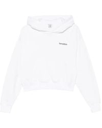 Sporty & Rich - Elon Logo-Embroidered Cropped Hoodie - Lyst
