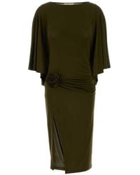 Blumarine - Rosette-Detail Cape-Sleeve Midi Dress - Lyst