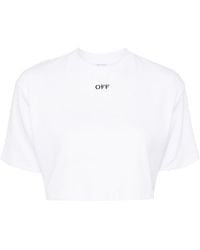 Off-White c/o Virgil Abloh - Cropped Stamped Logo T-shirt - Lyst