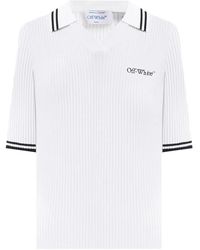 Off-White c/o Virgil Abloh - Haut En Maille Nervurée À Logo Brodé - Lyst
