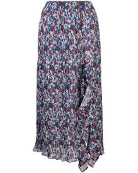 Ganni - Floral-print Pleated Midi Skirt - Lyst
