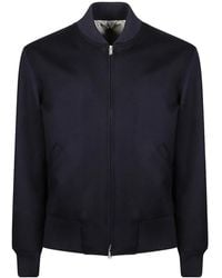 Lardini - Ribbed-Trim Wool Bomber Jacket - Lyst