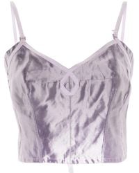 Maison Margiela - Cropped Top Met Metallic Afwerking - Lyst