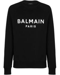 Balmain - Paris Logo-print Cotton Sweatshirt - Lyst