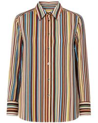 Paul Smith - Chemise À Détail Artist Stripe En Soie - Lyst
