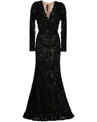 Elie Saab - Sequined Long-sleeve Fishtail Gown - Lyst