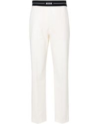 MSGM - Logo-waistband Tapered Trousers - Lyst