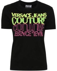 Versace Jeans Couture - T-Shirt En Coton À Logo Imprimé - Lyst