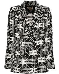 Elisabetta Franchi - Tweed-Blazer mit Logo-Print - Lyst