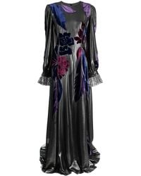 Alberta Ferretti - Floral Appliqué Lace Cuff Gown - Lyst