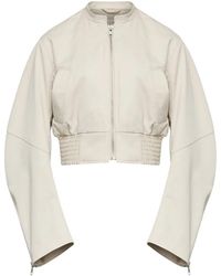 MM6 by Maison Margiela - Zip-Up Ruched Bomber Jacket - Lyst