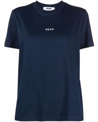 MSGM - T-shirt en coton à logo imprimé - Lyst
