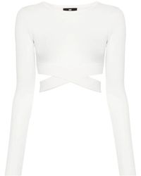 Elisabetta Franchi - Jersey corto con aberturas - Lyst