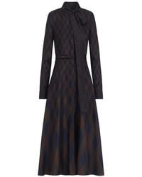 Oscar de la Renta - Argyle-Print Tie-Neck Midi Dress - Lyst