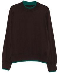 Sacai - Contrast-Trim Crew-Neck Sweater - Lyst