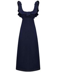 Zimmermann - Aster Ruffled Denim Dress - Lyst