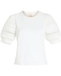 Cinq À Sept - Corianna Ruffle-detail Cotton T-shirt - Lyst