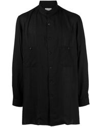 Yohji Yamamoto - Band-collar longline shirt - Lyst