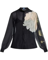 LEO LIN - Sheer-Bluse mit Blumen-Print - Lyst
