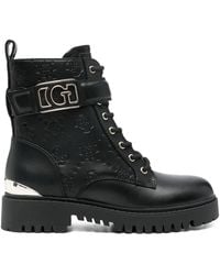 Guess - Black Leather Military Boots - Lyst