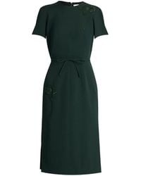 Erdem - Floral-Embroidered Pleated Dress - Lyst