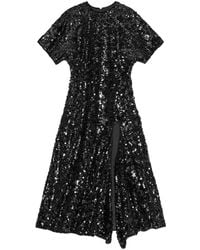 Ganni - Sequinned Velvet Dress - Lyst