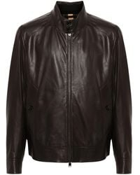 BOSS - Zip-up Leather Jacket - Lyst