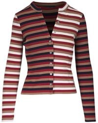 Veronica Beard - Striped Rib-Knit Cardigan - Lyst