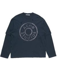 Acne Studios - Layered Logo-Print Distressed T-Shirt - Lyst