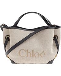 Chloé - Clover Logo-Print Leather-Trim Tote Bag - Lyst