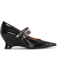 Ganni - Eyelet-Detail Mary Jane Pumps - Lyst