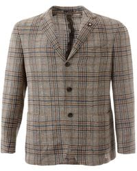 Lardini - Plaid-Pattern Single-Breasted Blazer - Lyst